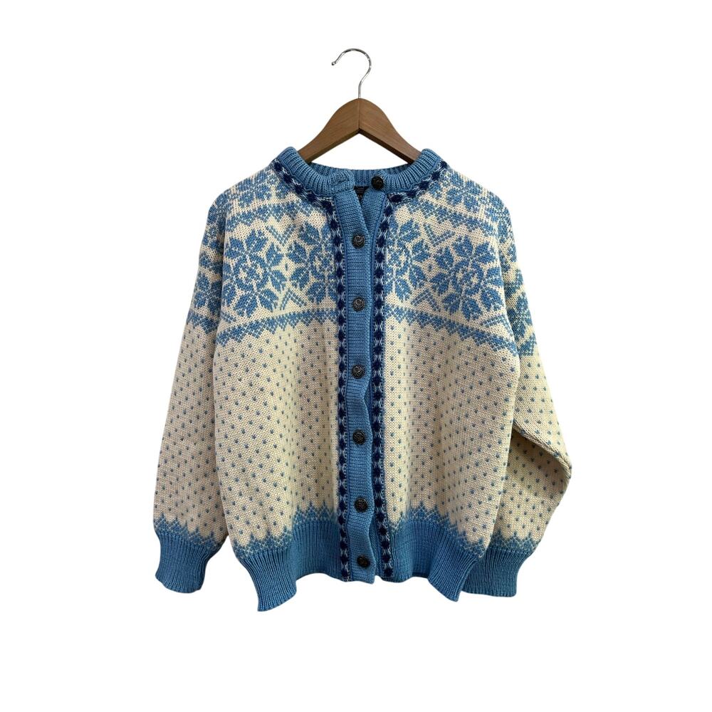 Dale Of Norway Vintage Wool Nordic Fair Isle Sweater Blue Size M Ski